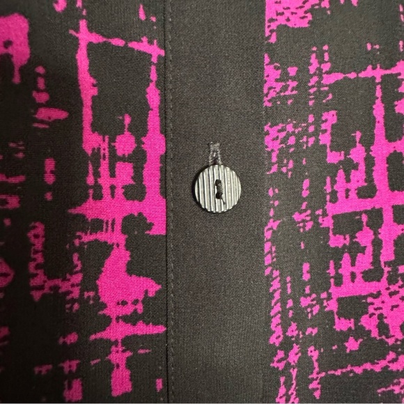 Catherines 3X Long Button Top Blouse Purple Black VNeck Tunic Length Long Sleeve - Picture 6 of 9